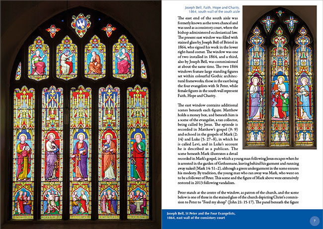 Spread from Stained Glass at the Church of St Peter, Carmarthen.