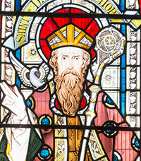Stained glass depicting St David by Daniel Bell at Lampeter.